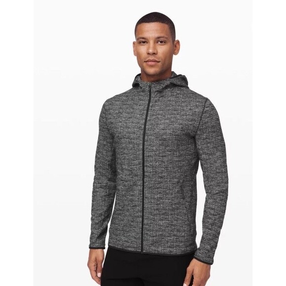 Lululemon Mens Surge Warm Full Zip Gray Hoodie Athletic Heathered Medium - Picture 1 of 12